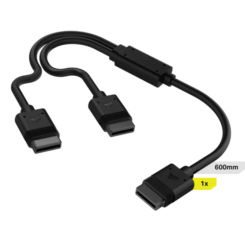 Corsair iCUE LINK Cable; 1x 600mm Y-Cable with Straight connectors; Black