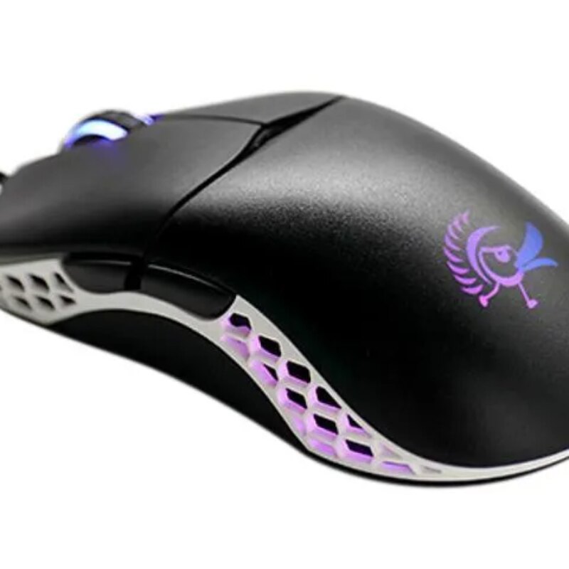 Ducky Mouse Feather Black and White – Huano Blue switches; PixArt sensor; 16000 DPI.