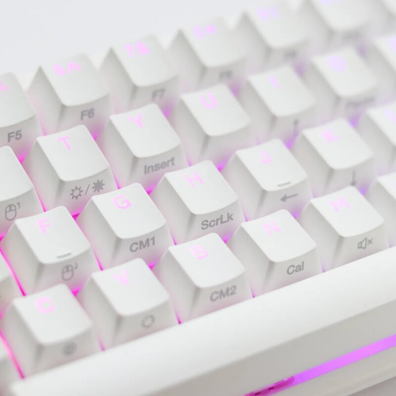 Ducky Keyboard One 2 Pro 60% Mechanical Keyboard; RGB; PBT Double Shot Keycaps – White- Cherry Blue .