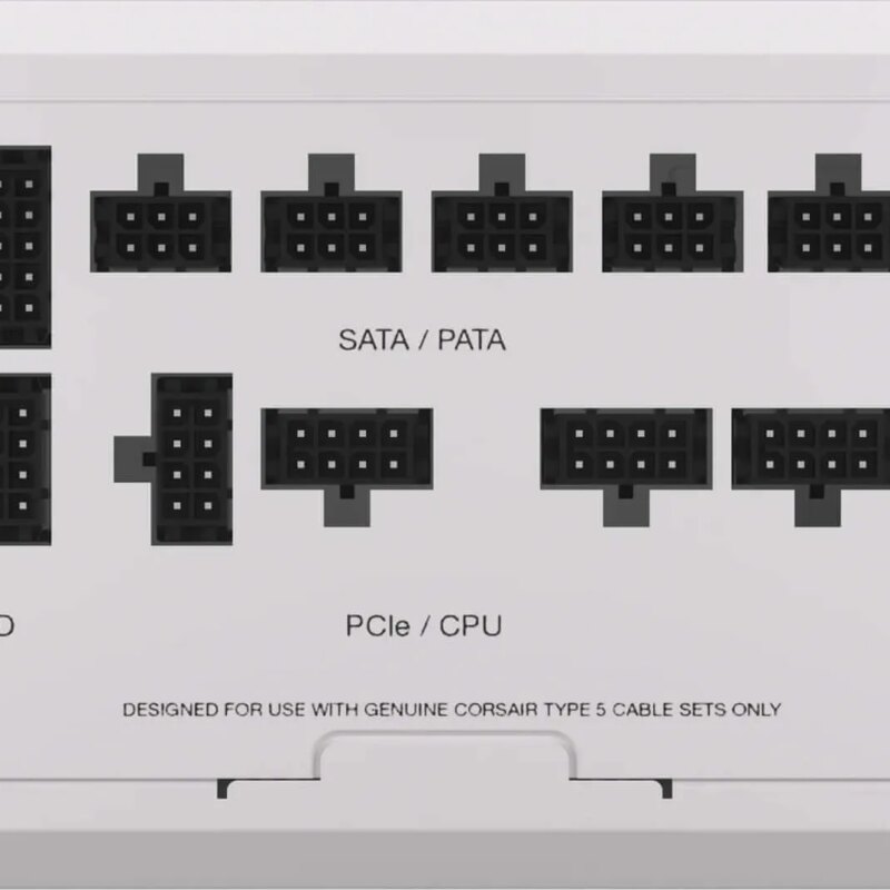 Corsair RM850x Shift White — 850 Watt 80 PLUS Gold;10yr Warranty. ATX (1); EPS (2); PCI-E (4);12VHPWR (1); PATA (8);SATA (12)