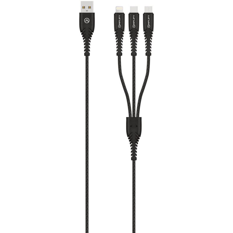 Amplify Linked Series 3-in-1 Charging Cable – Black