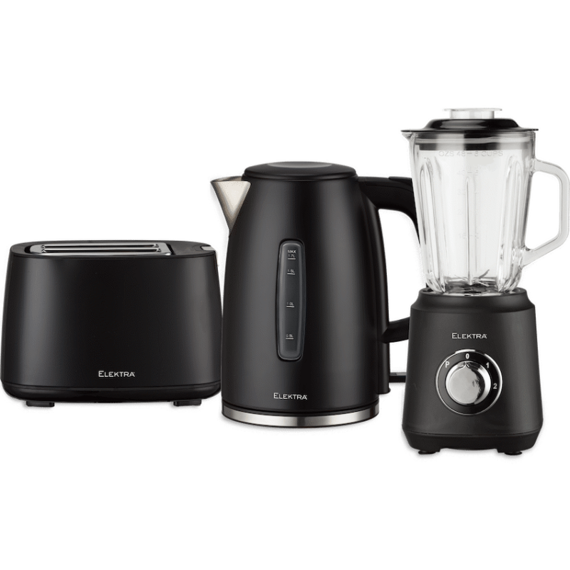 Elektra Kettle, Toaster and Blender Breakfast Set – Black