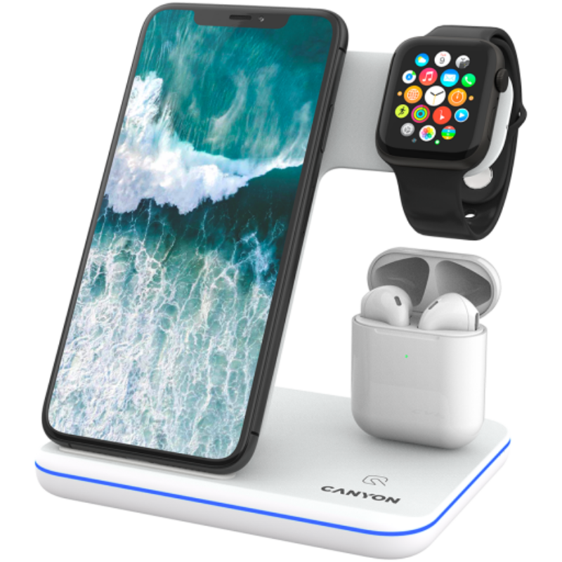 CANYON wireless charger WS-302 15W 3in1 White