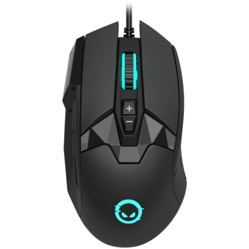 LORGAR Stricter 579, gaming mouse, 9 programmable buttons, Pixart PMW3336 sensor, DPI up to 12 000, 50 million clicks buttons lifespan, 2 switches, built-in display, 1.8m USB soft silicone cable, Matt UV coating with glossy parts and RGB lights with 4 LED flowing modes, size: 131*72*41mm, 0.127kg, black