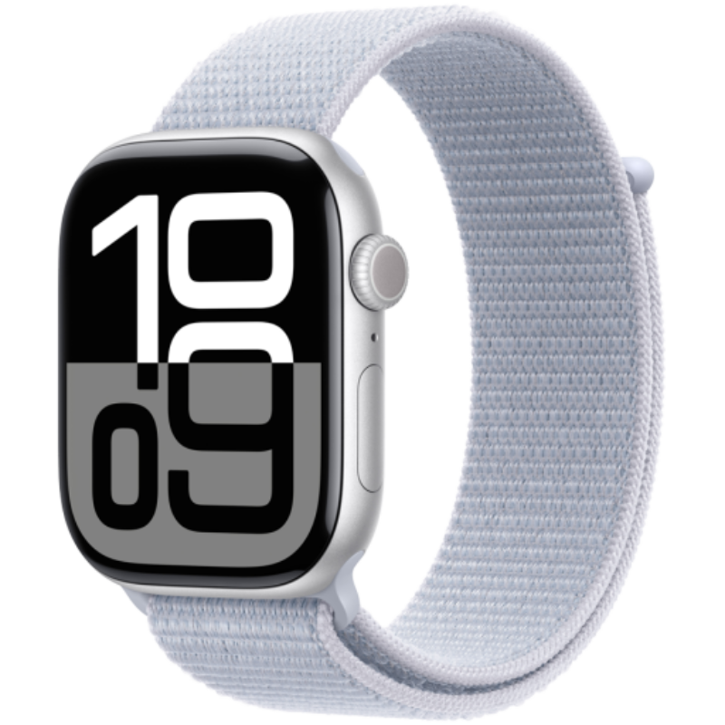 Apple Watch Series 10 GPS 42mm Silver Aluminium Case with Blue Cloud Sport Loop,Model A2997