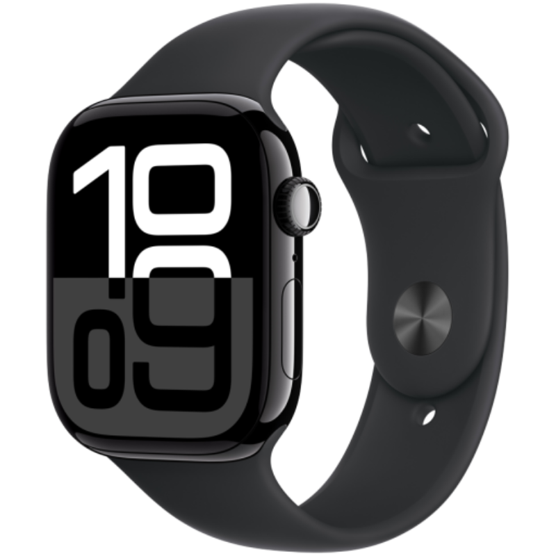 Apple Watch Series 10 GPS 42mm Jet Black Aluminium Case with Black Sport Band – S/M,Model A2997