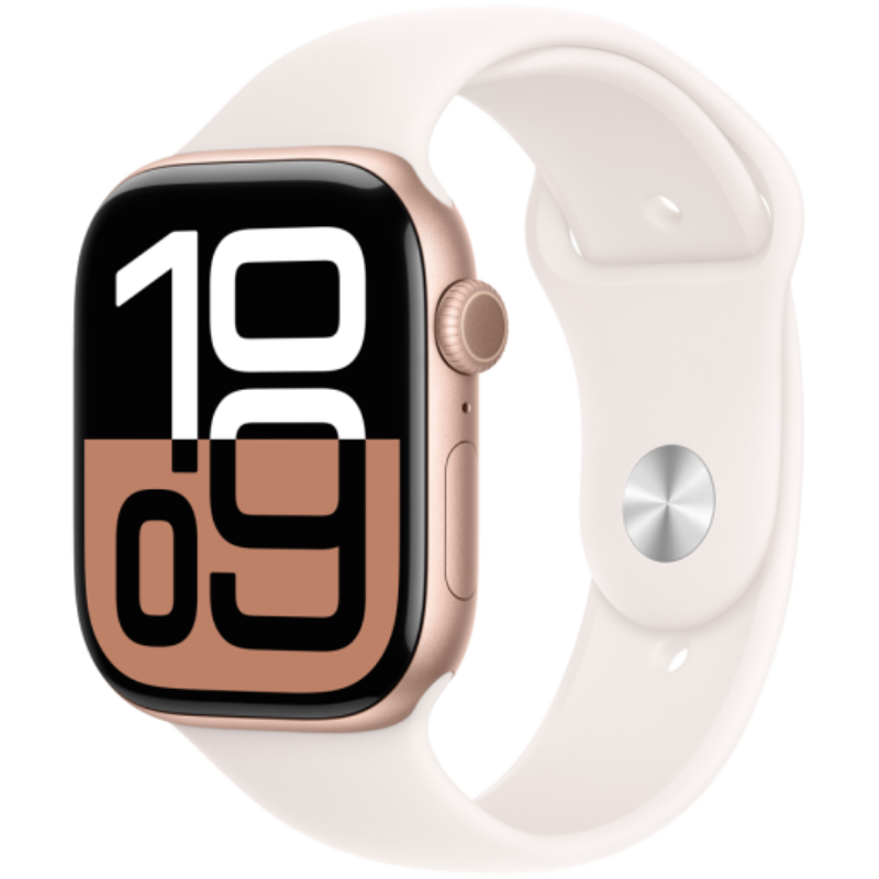 Apple Watch Series 10 GPS + Cellular 46mm Rose Gold Aluminium Case with Light Blush Sport Band – S/M,Model A3003