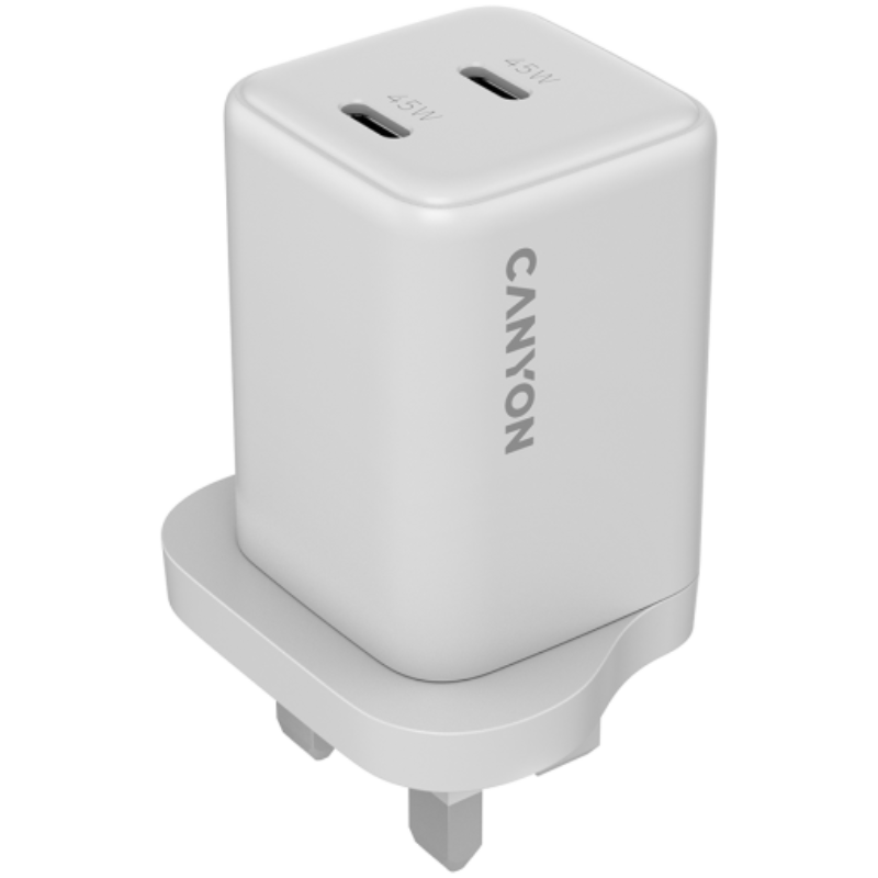 CANYON charger CU65ACC GaN 65W 2xPD 1xQC UK White