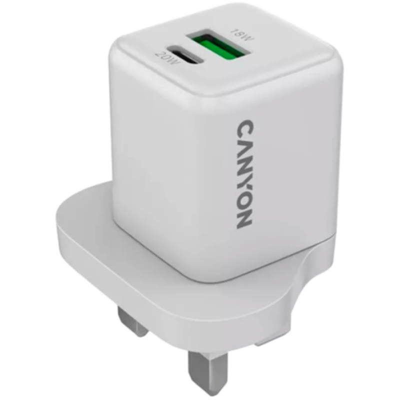 CANYON charger CU20AC GaN 20W 1xPD 1xQC UK White