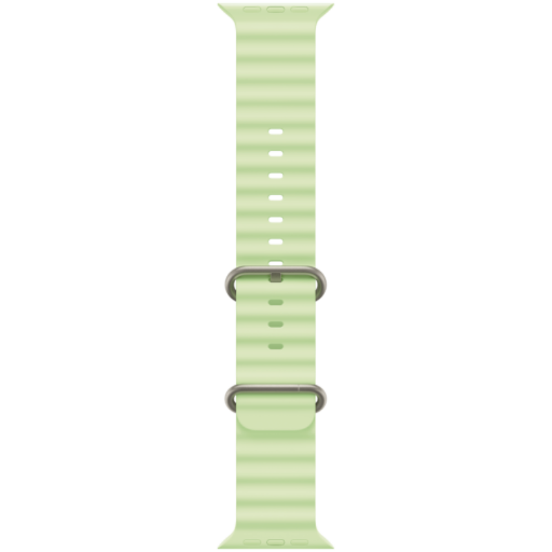 49mm Neon Green Ocean Band – Natural Titanium Finish