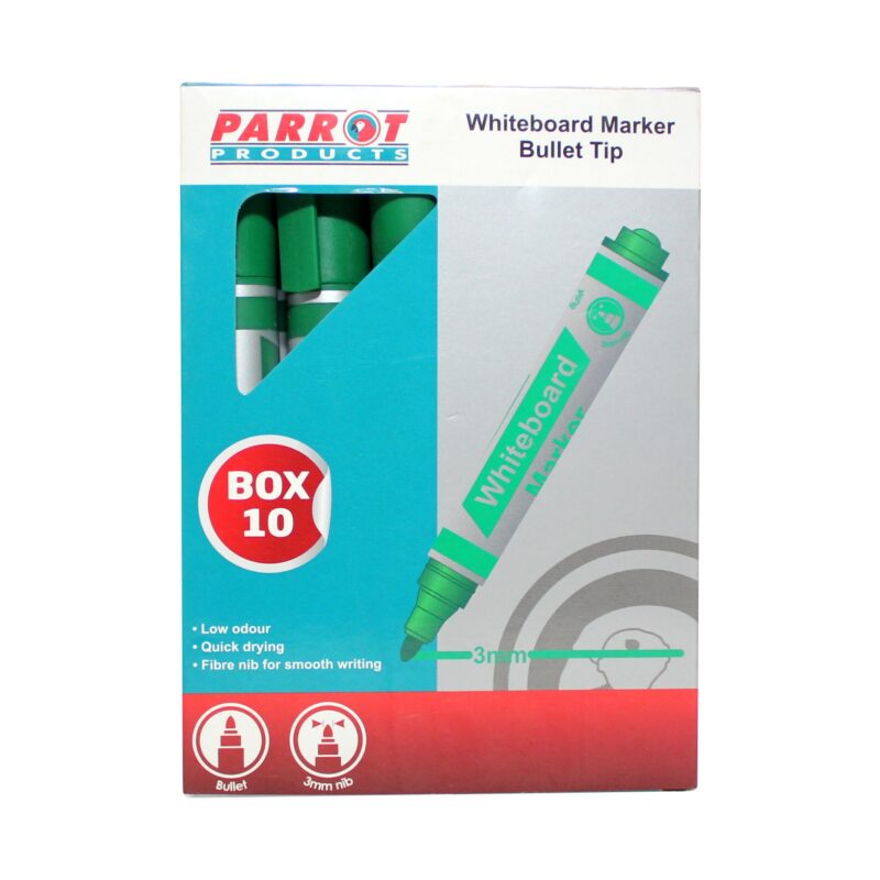 Whiteboard Markers (10 Markers – Bullet Tip – Green)