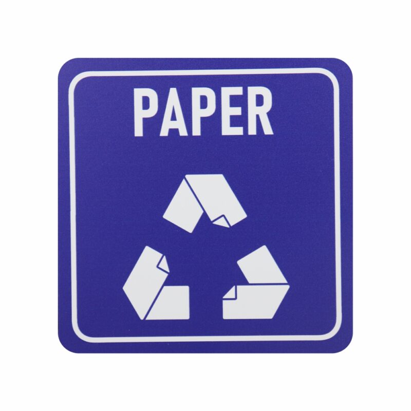 SIGN SYMBOLIC BLUE PRINTED PAPER ONLY RECYCLE SIGN ON WHITE ACP 150*150mm