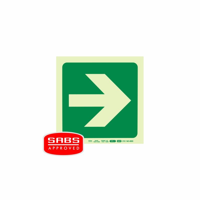 Photoluminescent 190MM Safety Sign – E21-Arrow Right