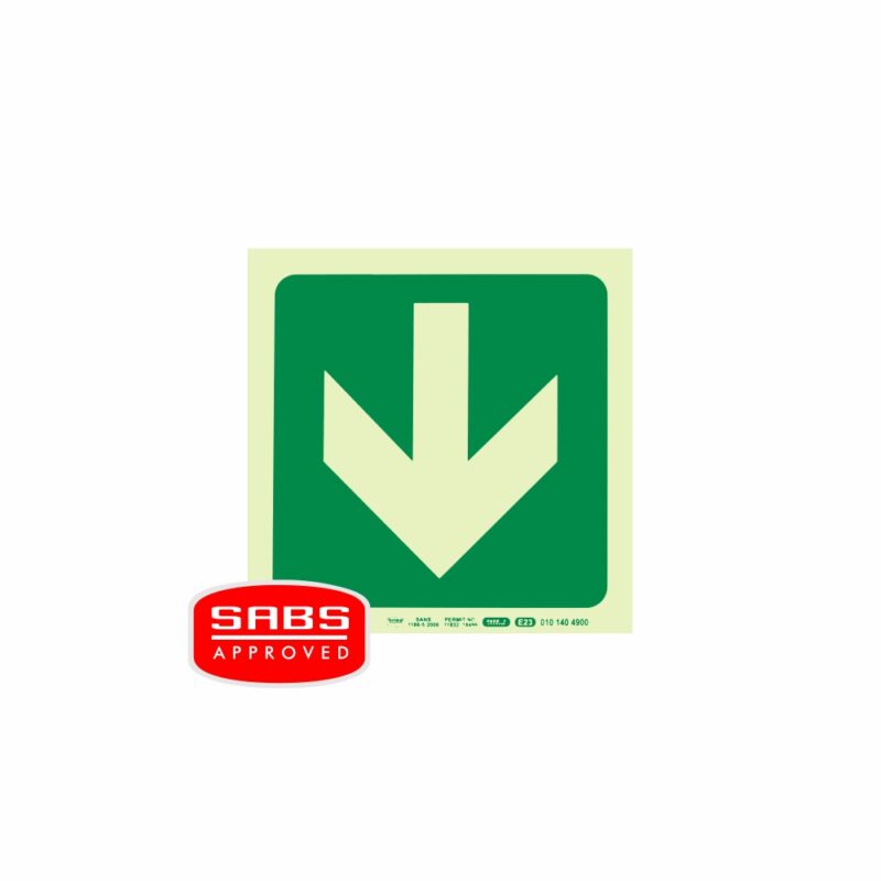 Photoluminescent 190MM Safety Sign – E23-Arrow Down