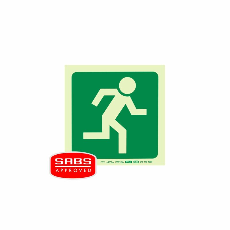 Photoluminescent 190MM Safety Sign – E29-Running Man Facing Right