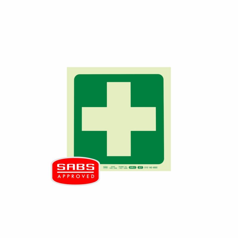 Photoluminescent 190MM Safety Sign – E7-Green Cross