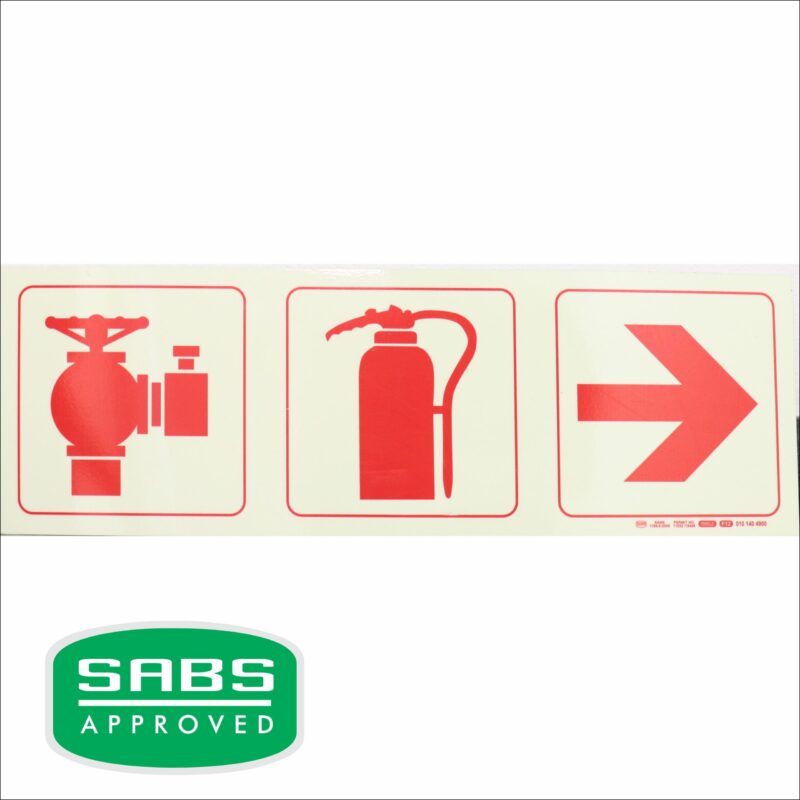 Photoluminescent 190mm Safety Sign F12 Fire Hydrant Fire Extinguisher Arrow Rright