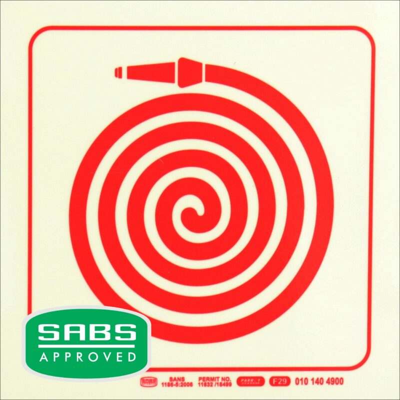 Photoluminescent 190mm Safety Sign F29 Fire Hose Reel