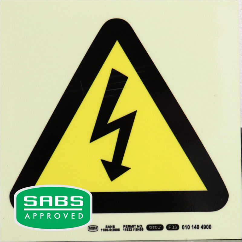 Photoluminescent 190mm Safety Sign F33 Danger Electric Sign