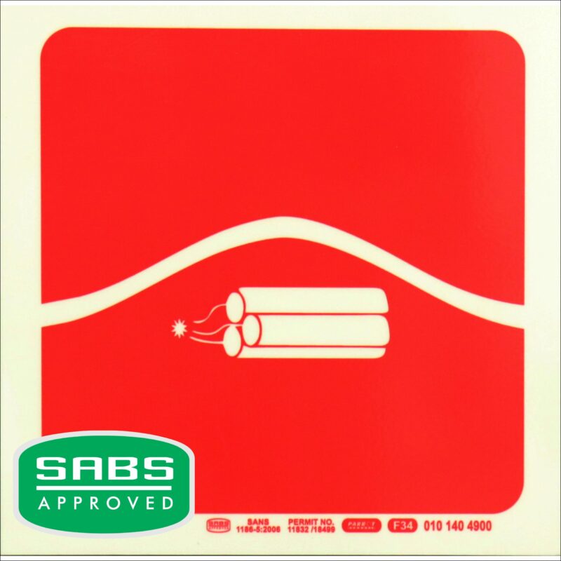 Photoluminescent 190mm Safety Sign F34 Bomb Bag