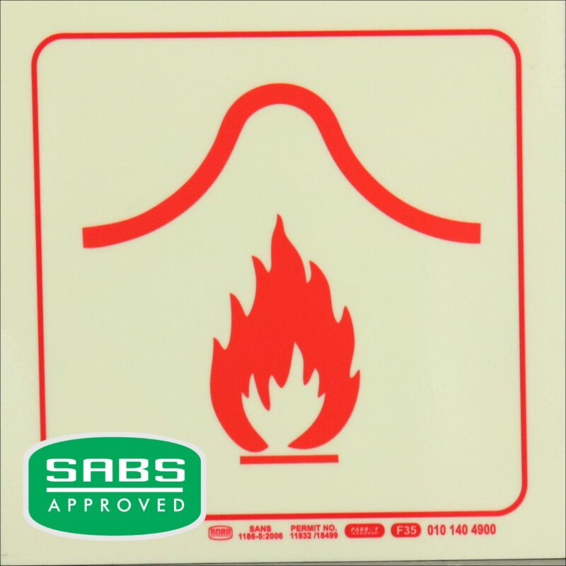 Photoluminescent 190mm Safety Sign F35 Fire Blanket