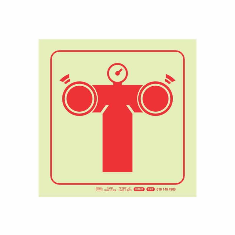 photoluminescent 190mm Safety Sign F49 Fire Pump Connection