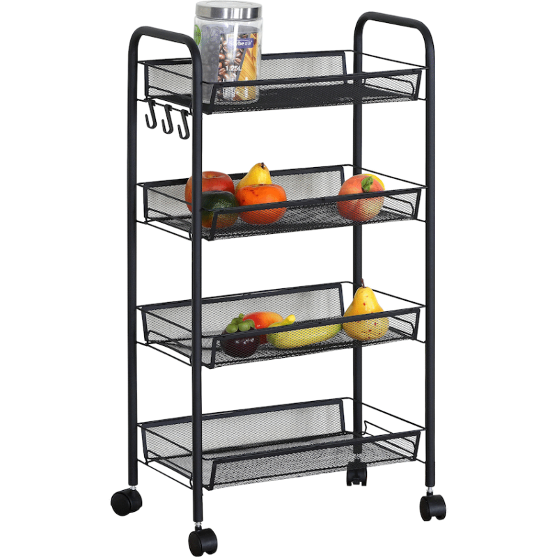 Everfurn Bram Kitchen Trolley with Casters – Black