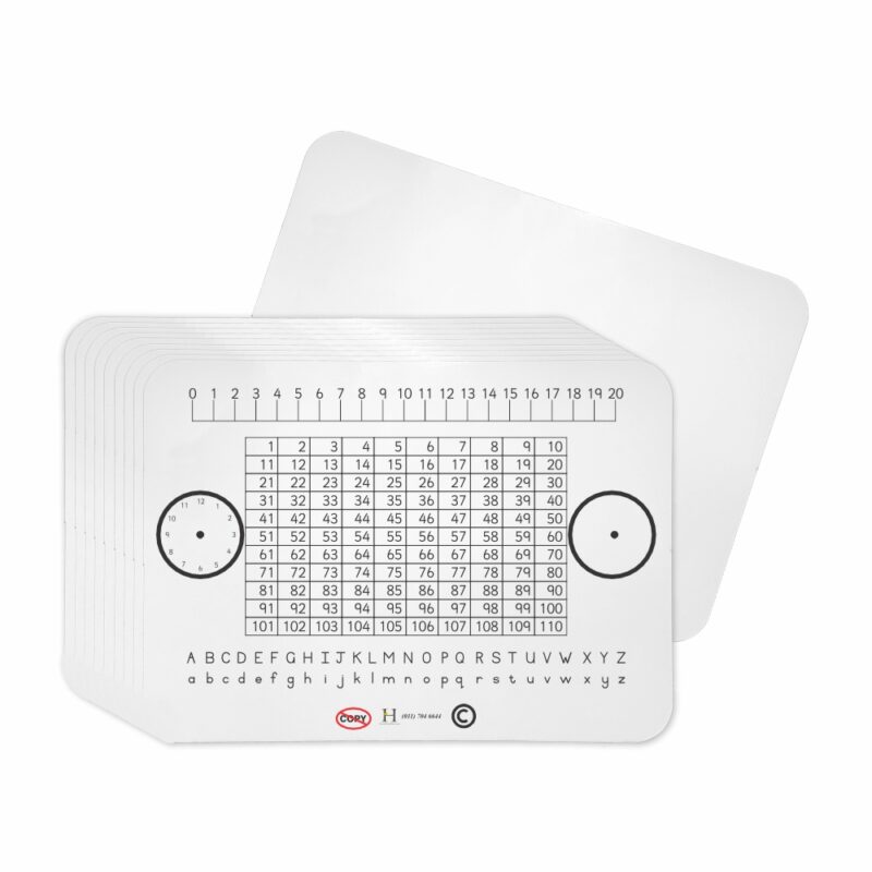 WRITING SLATE 1-110 NUMBER CHART, 0-20 NUMBERLINE, JUNIOR A-Z, CLOCK PACK OF 10