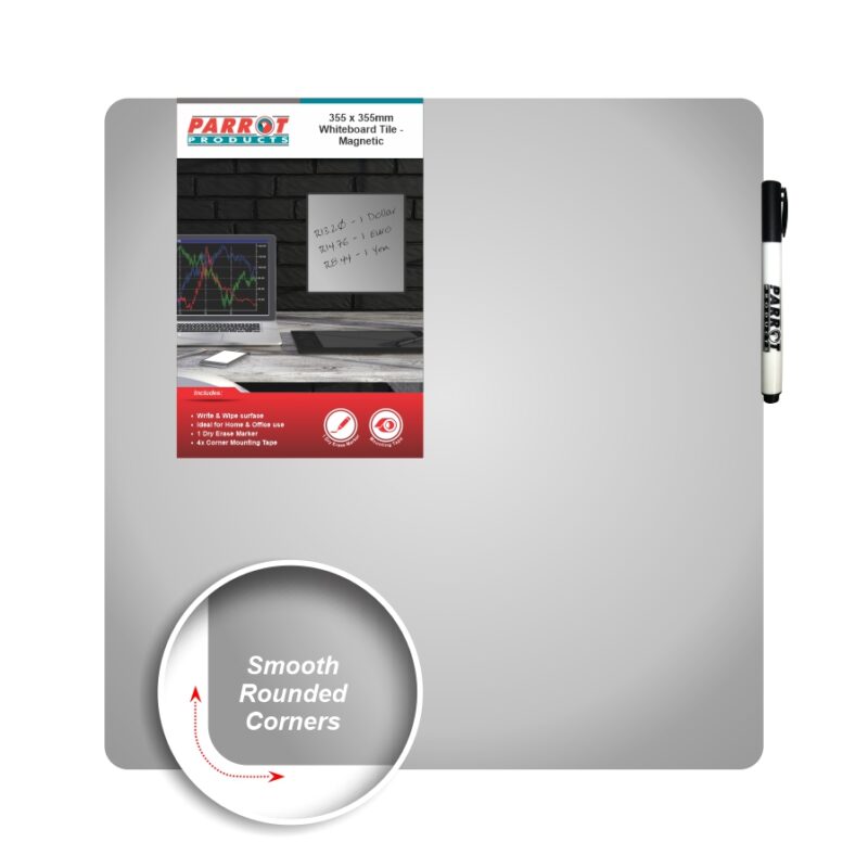 Magnetic Whiteboard Tile (355*355mm – Silver)