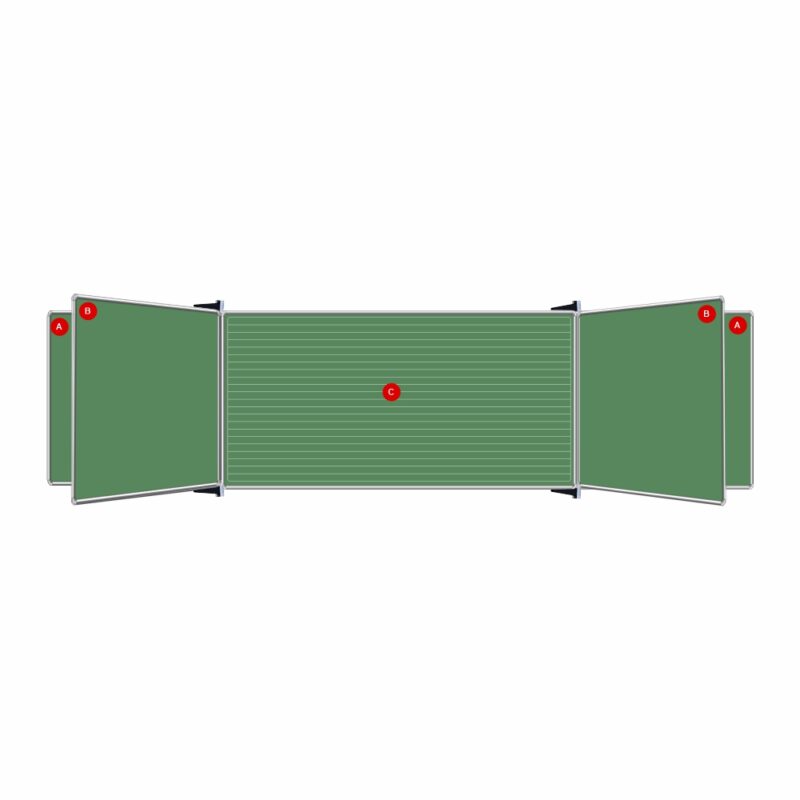 Educational Board Non-Magnetic Chalkboard (2420*1220 – Lines – Centre Panel – Option C)