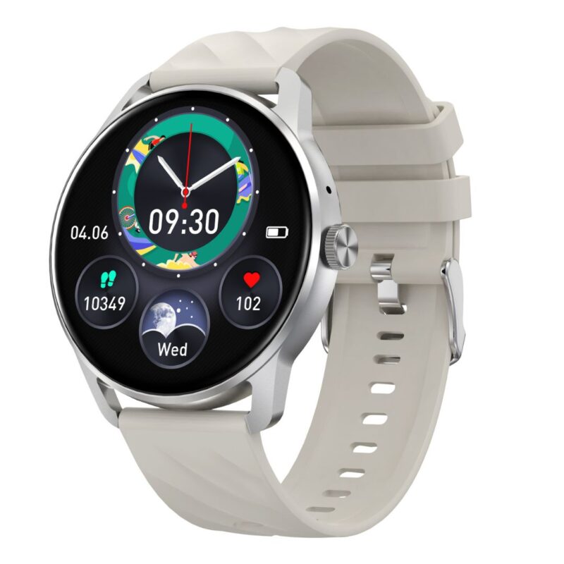 MT410 Smart Watch 1.39" HD IPX68 with BT Calls Sports HR BP BO – Silver