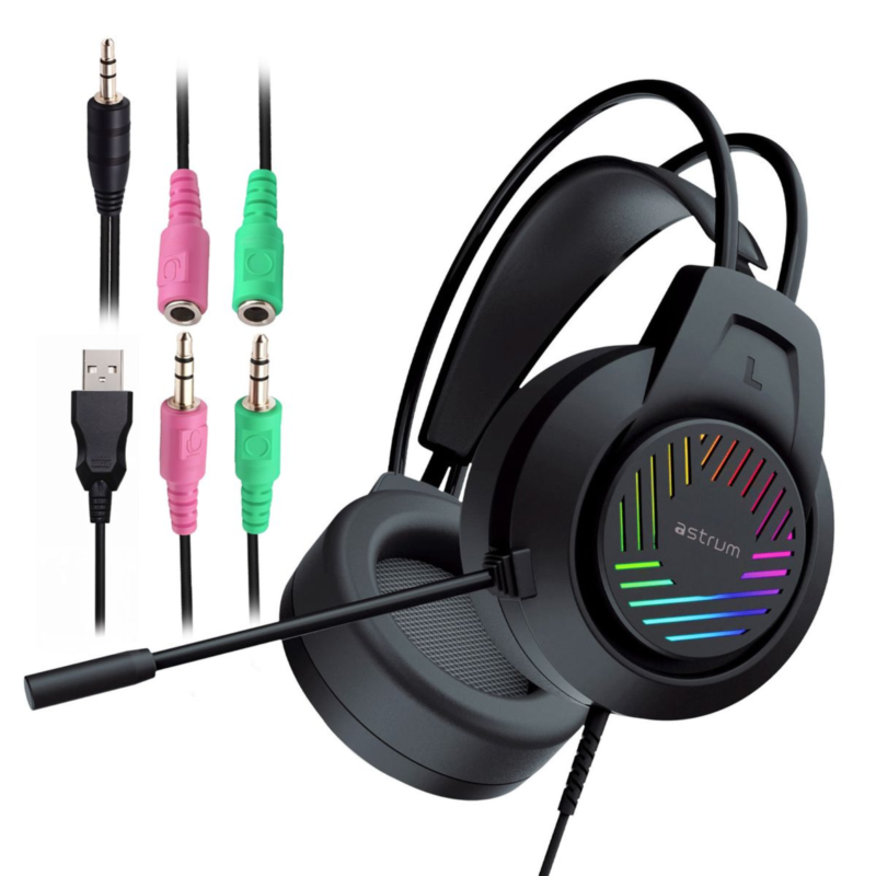 Wired Gaming Headset, 2 x 3.5mm with Boom Mic and USB LED – HG100
