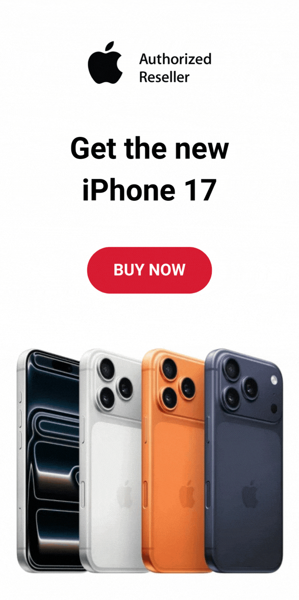 An advert showing the iPhone 17 available from Masibambisane Stationery, an authorized Apple Premium Reseller