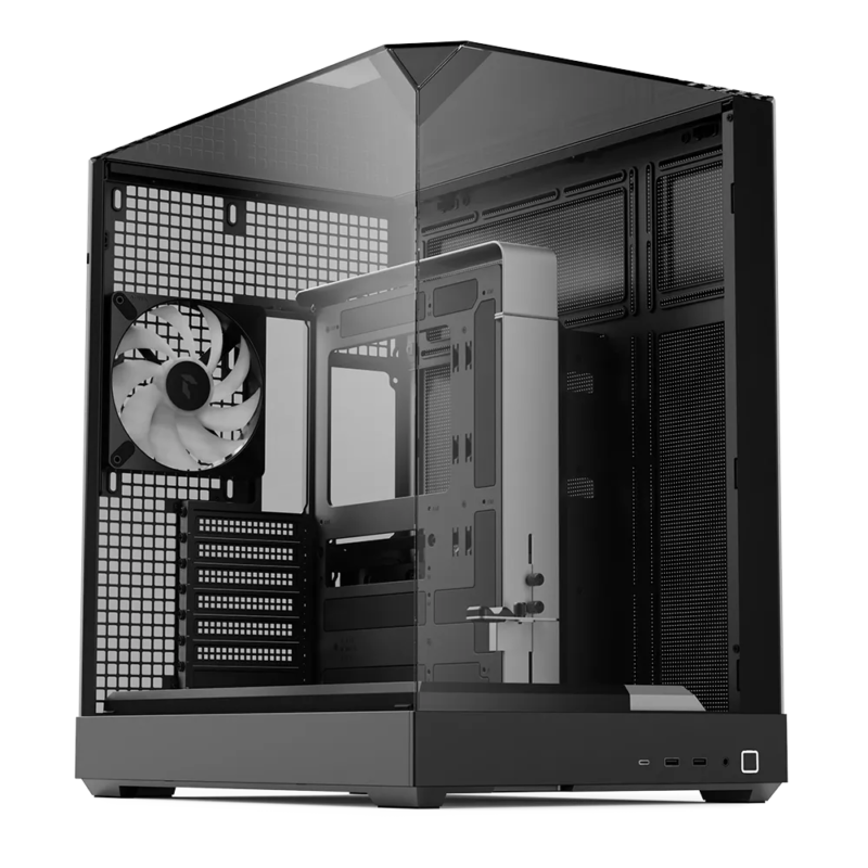 Aerocool APNX V2 Vision Black 3 glass panel case. X-Pand Flow design 4x ARGB Fan included – 360mm radiator  – (APCM-VI02143.11)