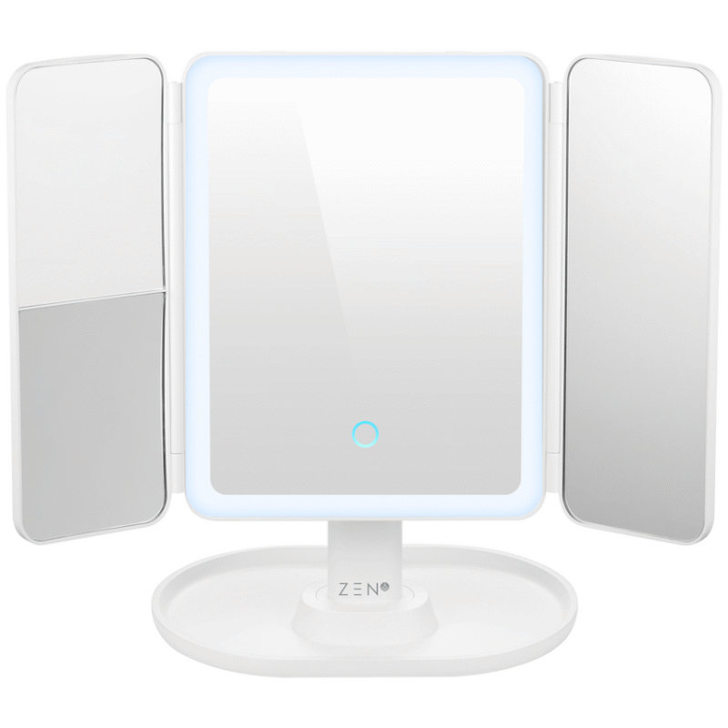 ZEN Selene Series Detachable Trifold Makeup Mirror – White