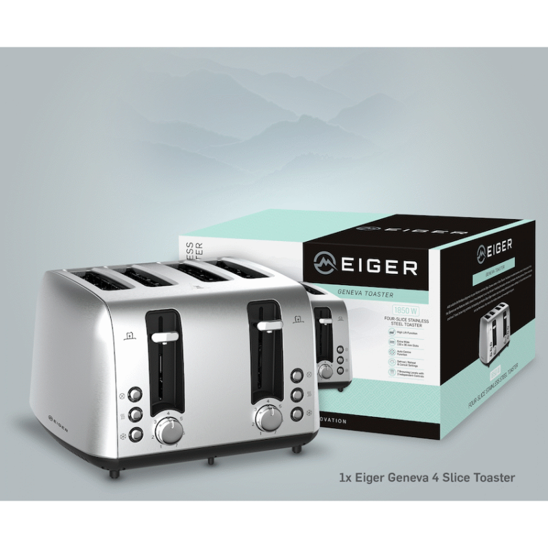 EIGER GENEVA 4 SLICE STAINLESS STEEL TOASTER – SS