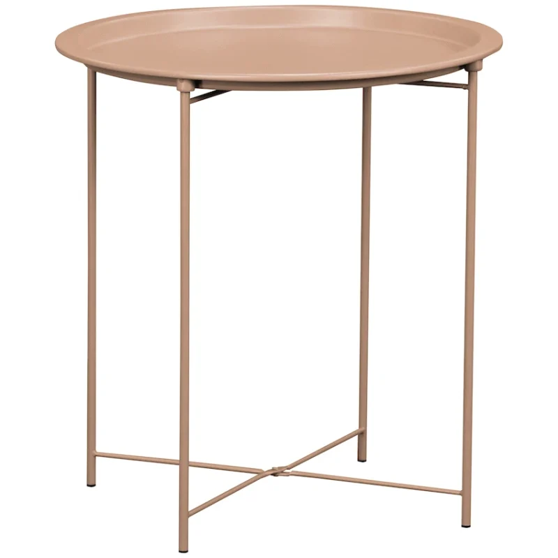 Everfurn Nala Side Table Beige, Painted MDF, Steel Frame